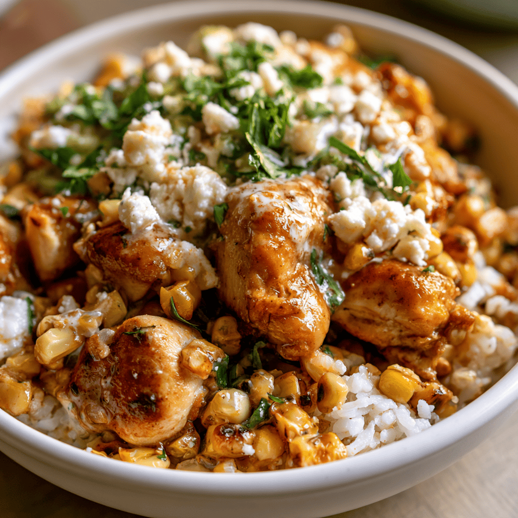 Mexican Street Corn Chicken Bowls — homemade Mexican Street Corn Chicken Bowls recipe