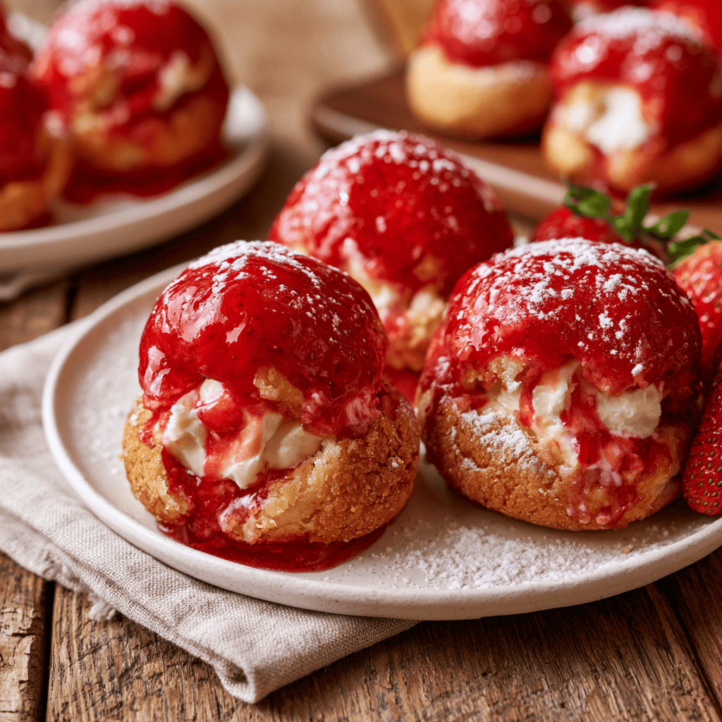 Mini Strawberry Shortcake Cake Bombs — homemade strawberry shortcake cake bombs recipe