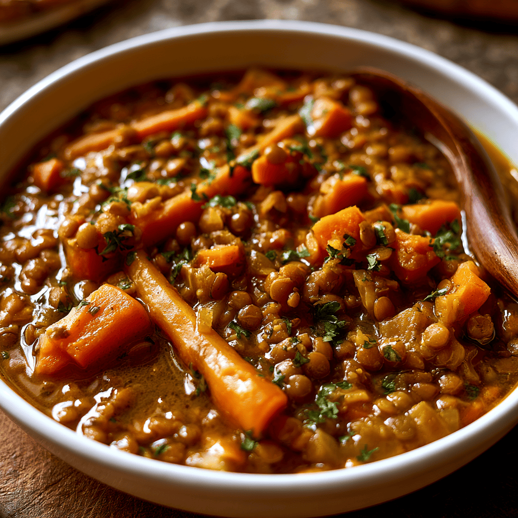 Moroccan Spiced Lentil Stew — homemade Moroccan Spiced Lentil Stew recipe