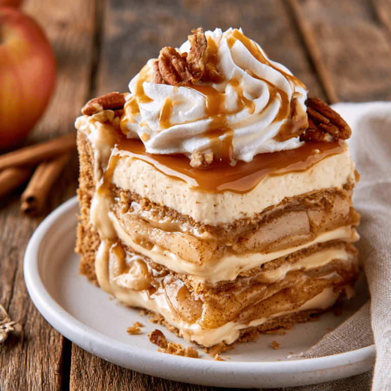 No-Bake Caramel Apple Eclair Layered Cake — homemade No-Bake Caramel Apple Eclair Layered Cake recipe