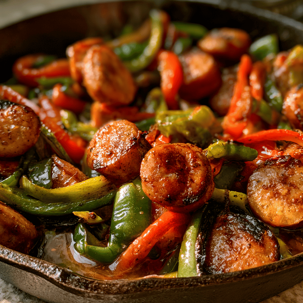 Step-by-step preparation of One-Pan Cajun Sausage & Peppers (Cajun sausage and peppers)