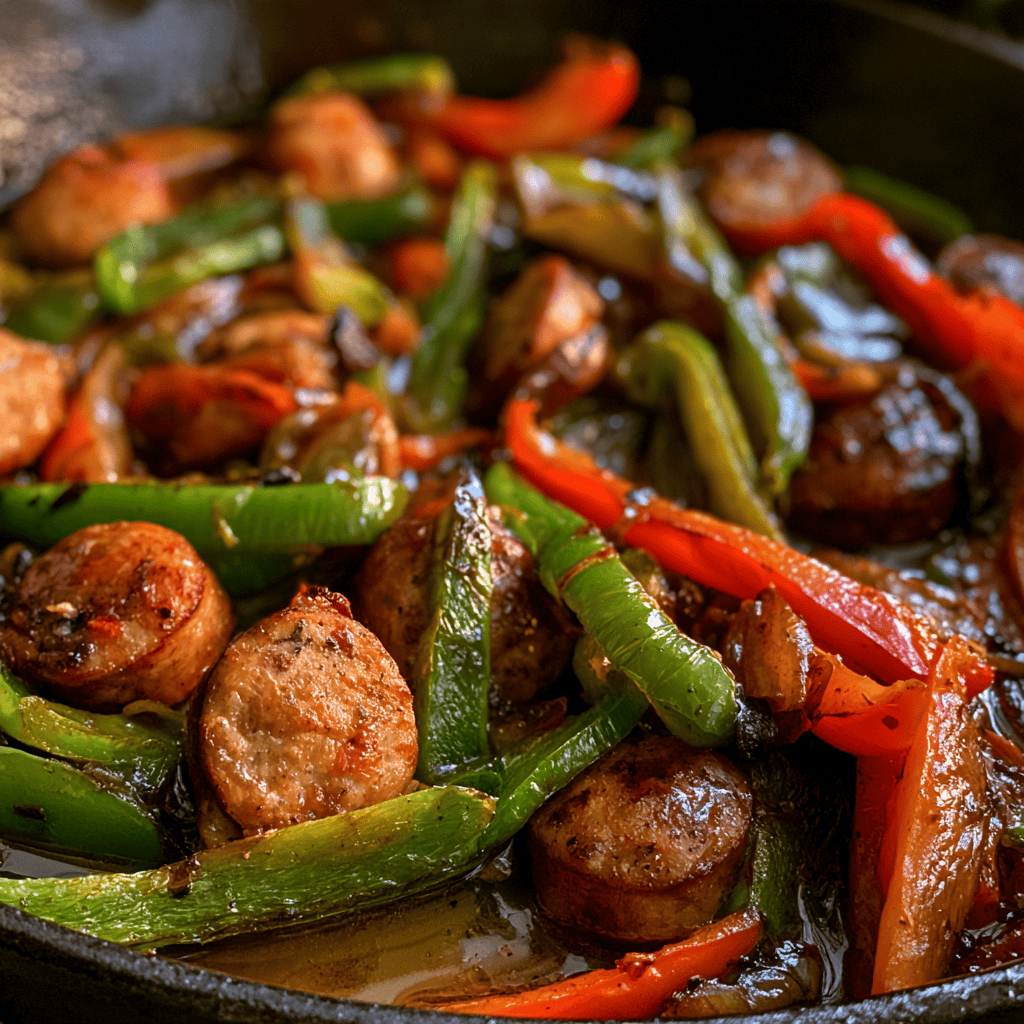Serving suggestion for One-Pan Cajun Sausage & Peppers — Cajun sausage and peppers