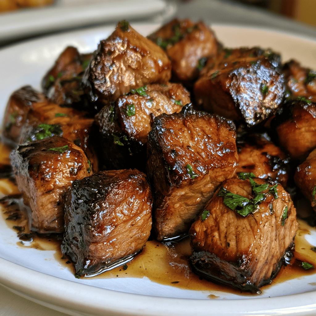 Serving suggestion for Quick Balsamic Glazed Steak Bites — Balsamic Glazed Steak Bites