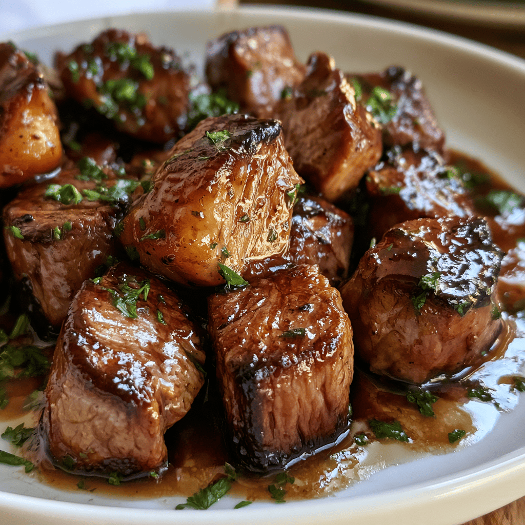 Quick Balsamic Glazed Steak Bites — homemade Balsamic Glazed Steak Bites recipe