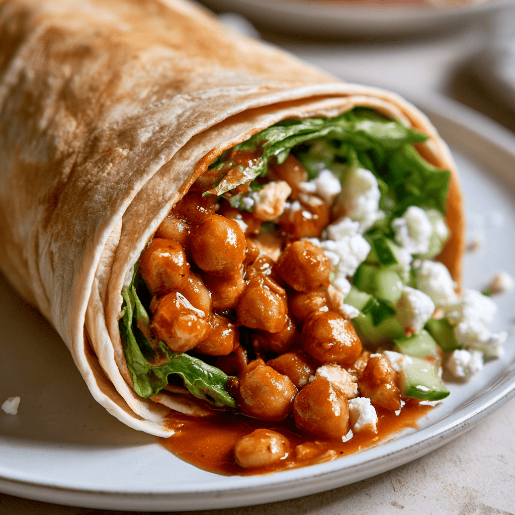 Quick Buffalo Chickpea Wraps — homemade Buffalo Chickpea Wraps recipe