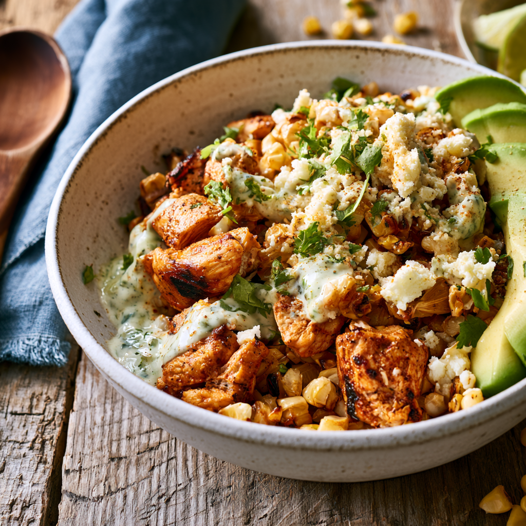 Step-by-step preparation of Quick & Easy Mexican Street Corn Chicken Bowls (Mexican street corn chicken bowls)