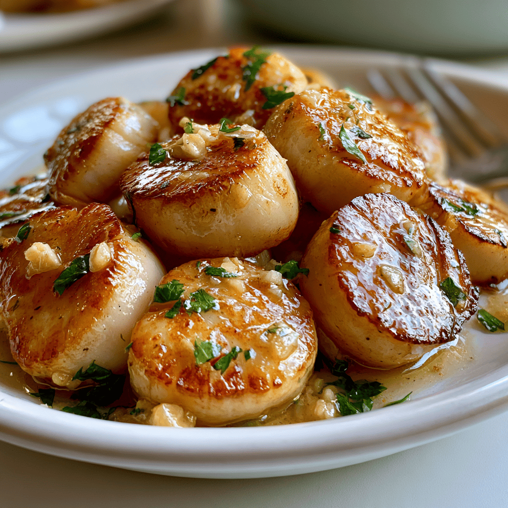 Quick Garlic Butter Scallops Serving suggestion for Quick Garlic Butter Scallops β garlic butter scallops