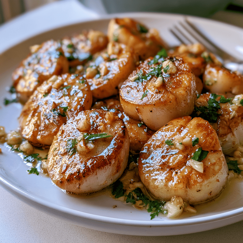 Quick Garlic Butter Scallops — homemade garlic butter scallops recipe