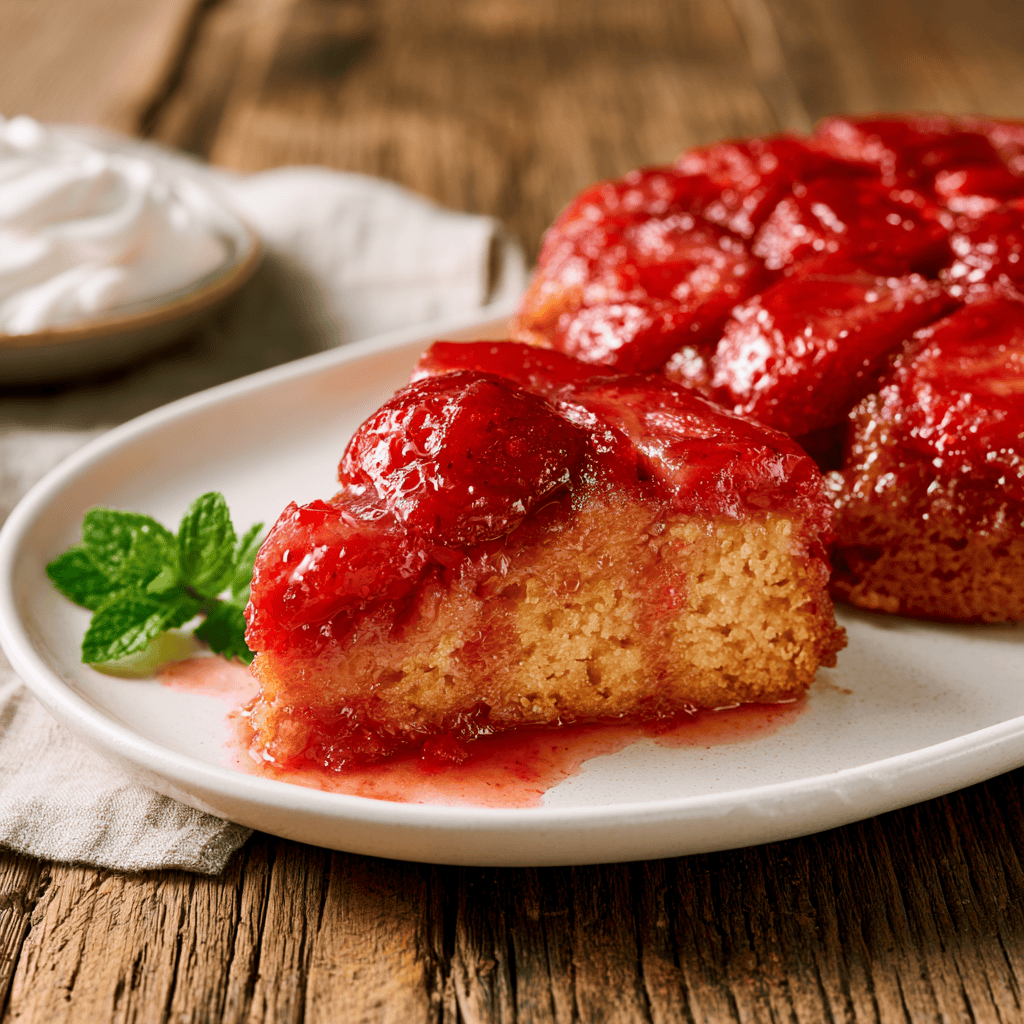 Simple Strawberry Upside Down Cake — homemade Strawberry Upside Down Cake recipe