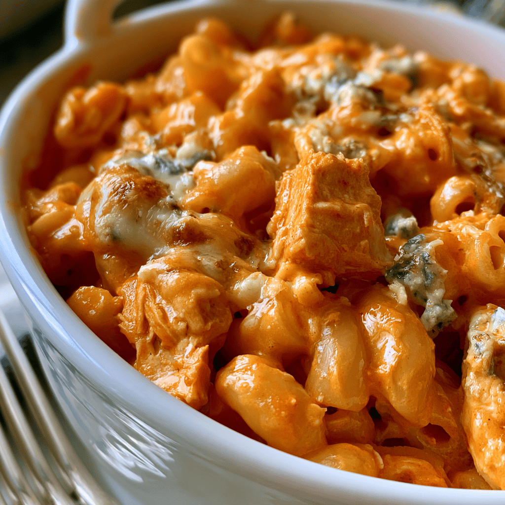 Skinny Buffalo Chicken Mac & Cheese — homemade Skinny Buffalo Chicken Mac & Cheese recipe