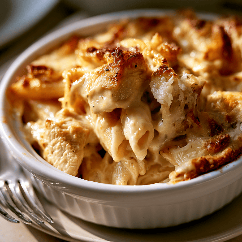 Skinny Chicken Alfredo Bake Step-by-step preparation of Skinny Chicken Alfredo Bake (Skinny Chicken Alfredo Bake)
