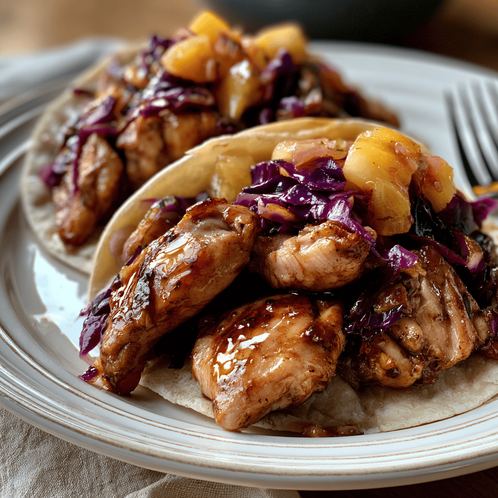 Speedy Jerk Chicken Tacos Serving suggestion for Speedy Jerk Chicken Tacos โ jerk chicken tacos