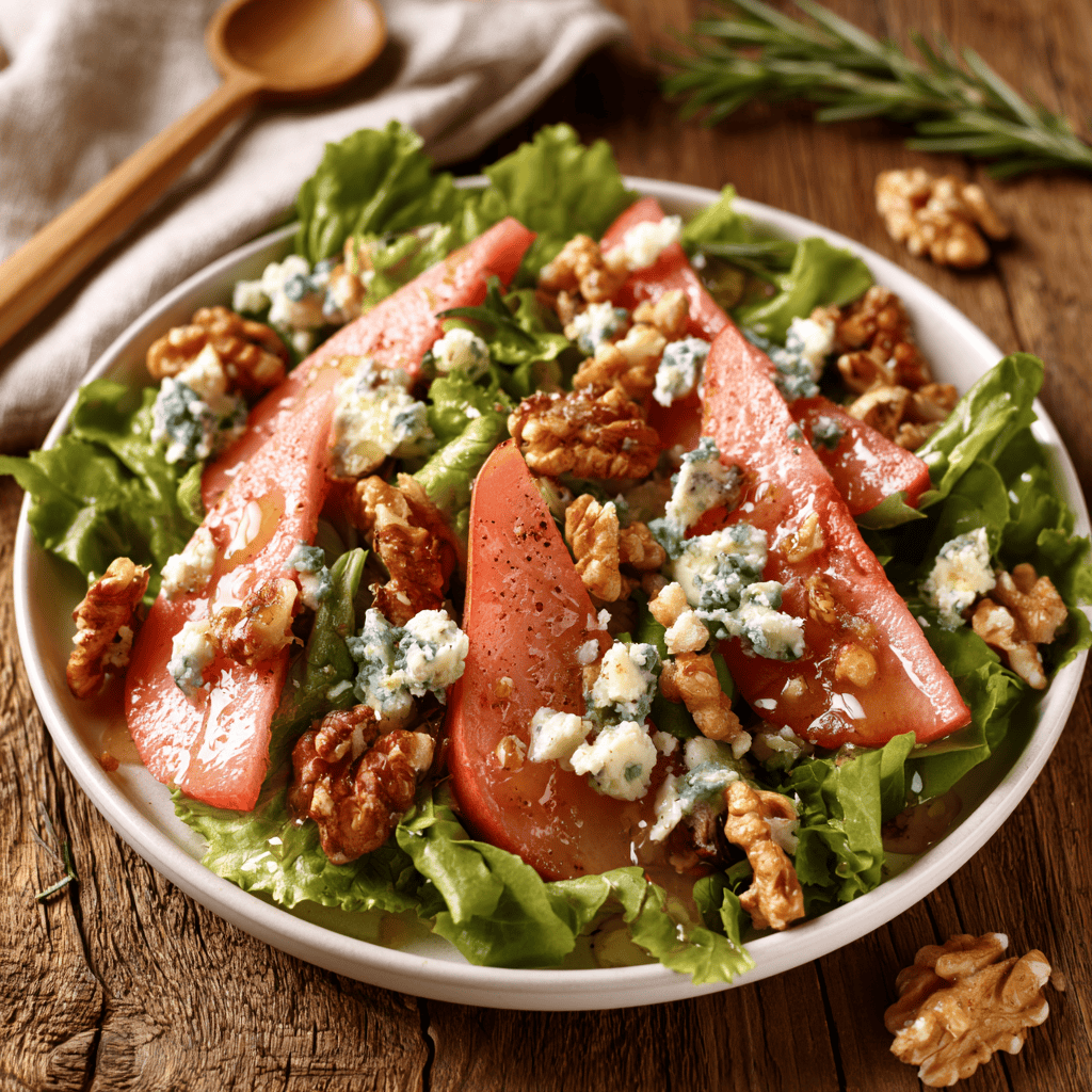 Serving suggestion for Sweet & Savory Pear Walnut Salad with Blue Cheese — Pear Walnut Salad