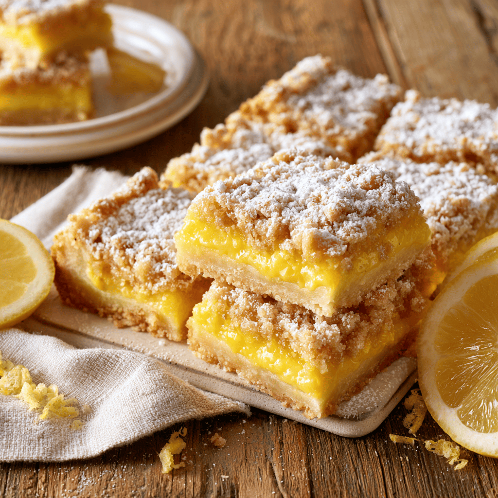 Tangy Lemon Crumb Bars with Buttery Crust — homemade lemon crumb bars recipe