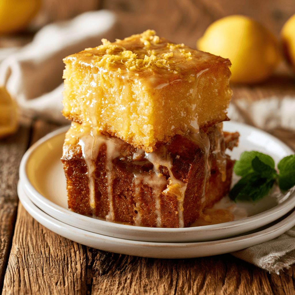 Tangy & Sweet Homemade Lemon Brownies Serving suggestion for Tangy & Sweet Homemade Lemon Brownies โ lemon brownies