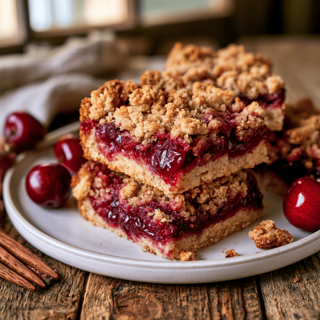 Tasty Sweet Cherry Crumble Dessert Bars — homemade cherry crumble dessert bars recipe