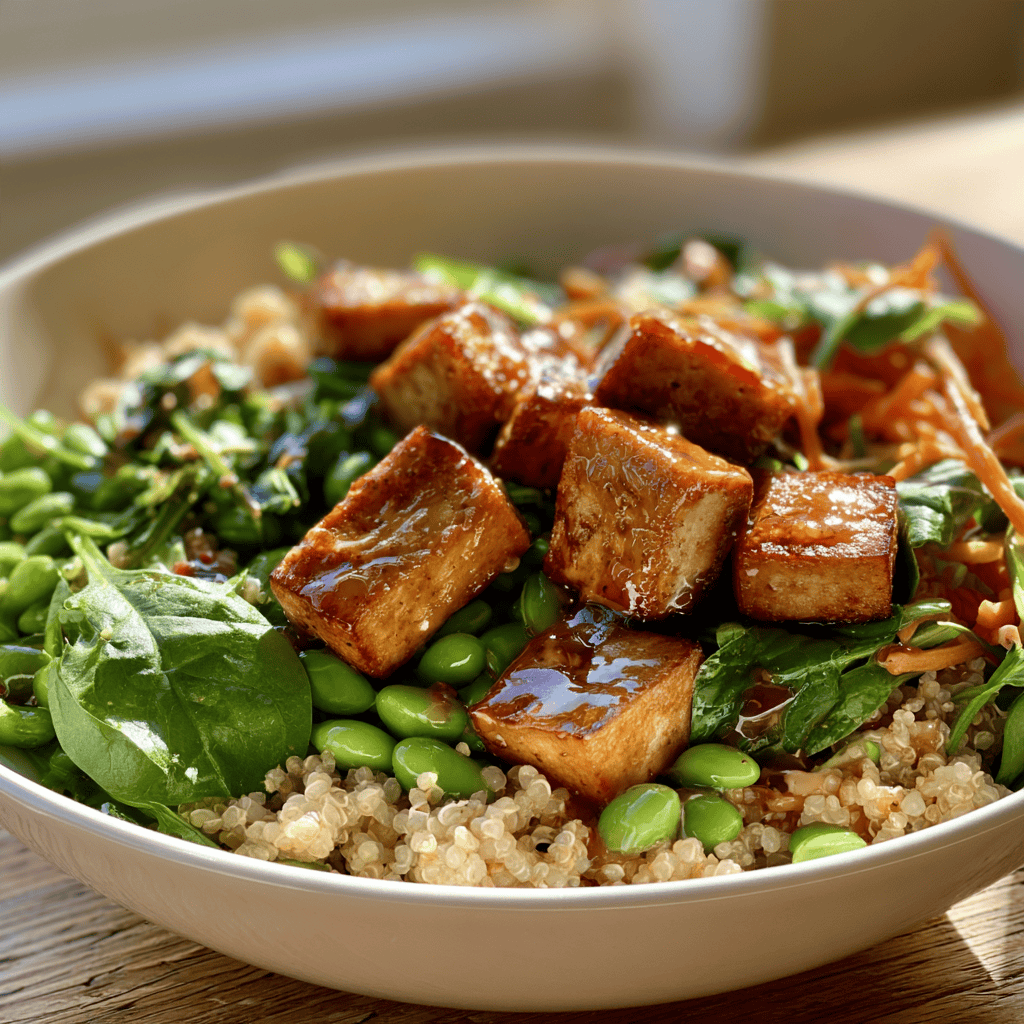 Tofu and Edamame Protein Bowl Serving suggestion for Tofu and Edamame Protein Bowl โ Tofu and Edamame Protein Bowl