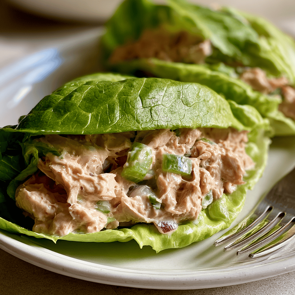 Tuna Protein Salad Lettuce Wraps — homemade tuna protein salad lettuce wraps recipe