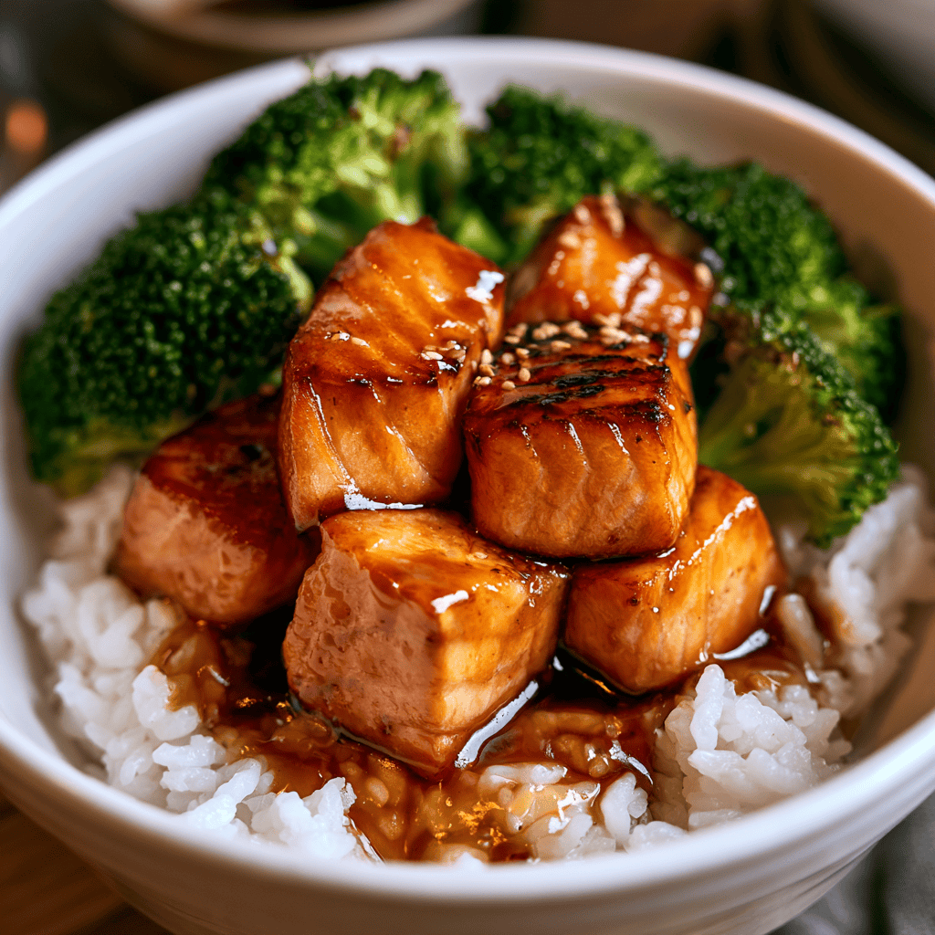 Weeknight Teriyaki Salmon Bowls — homemade teriyaki salmon bowls recipe