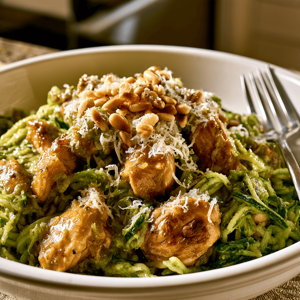 Zucchini Noodle Pesto Chicken Step-by-step preparation of Zucchini Noodle Pesto Chicken (Zucchini Noodle Pesto Chicken)