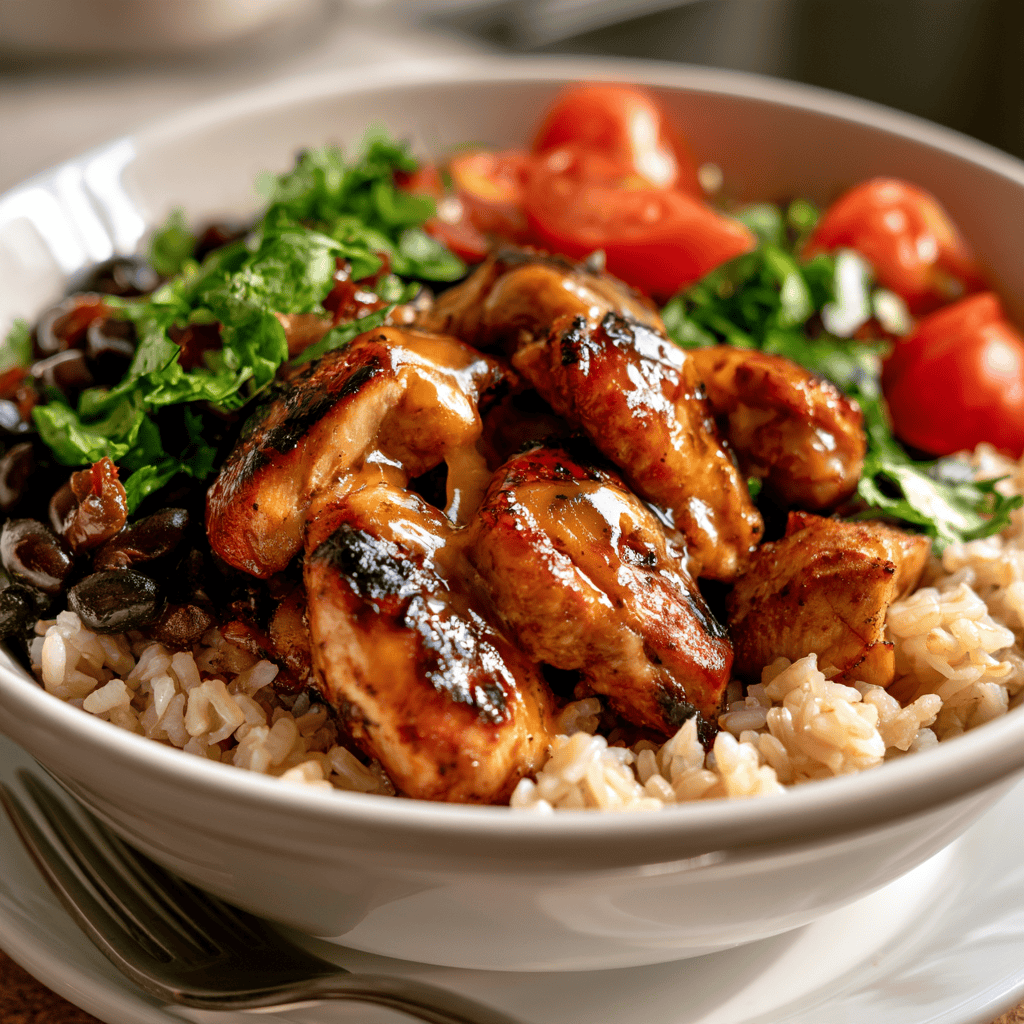 40g Protein Chicken Burrito Bowl Serving suggestion for 40g Protein Chicken Burrito Bowl โ 40g Protein Chicken Burrito Bowl