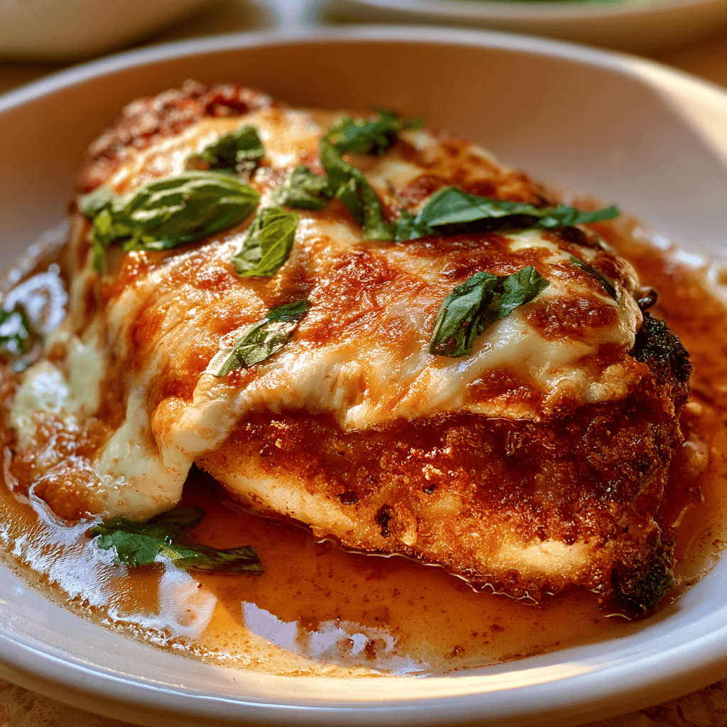 Baked Chicken Parmesan (Lightened Up) — homemade Baked Chicken Parmesan recipe