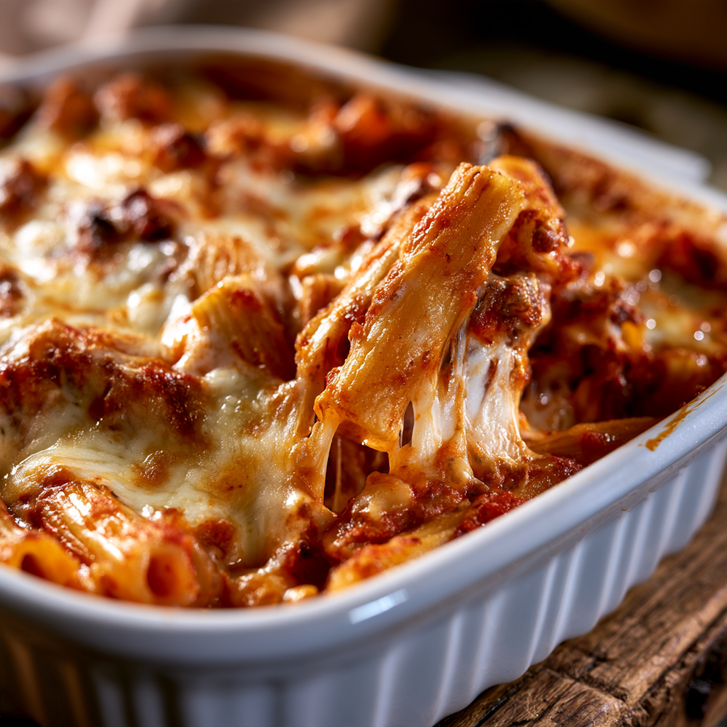 Baked Ziti (Lightened Up) — homemade Baked Ziti recipe