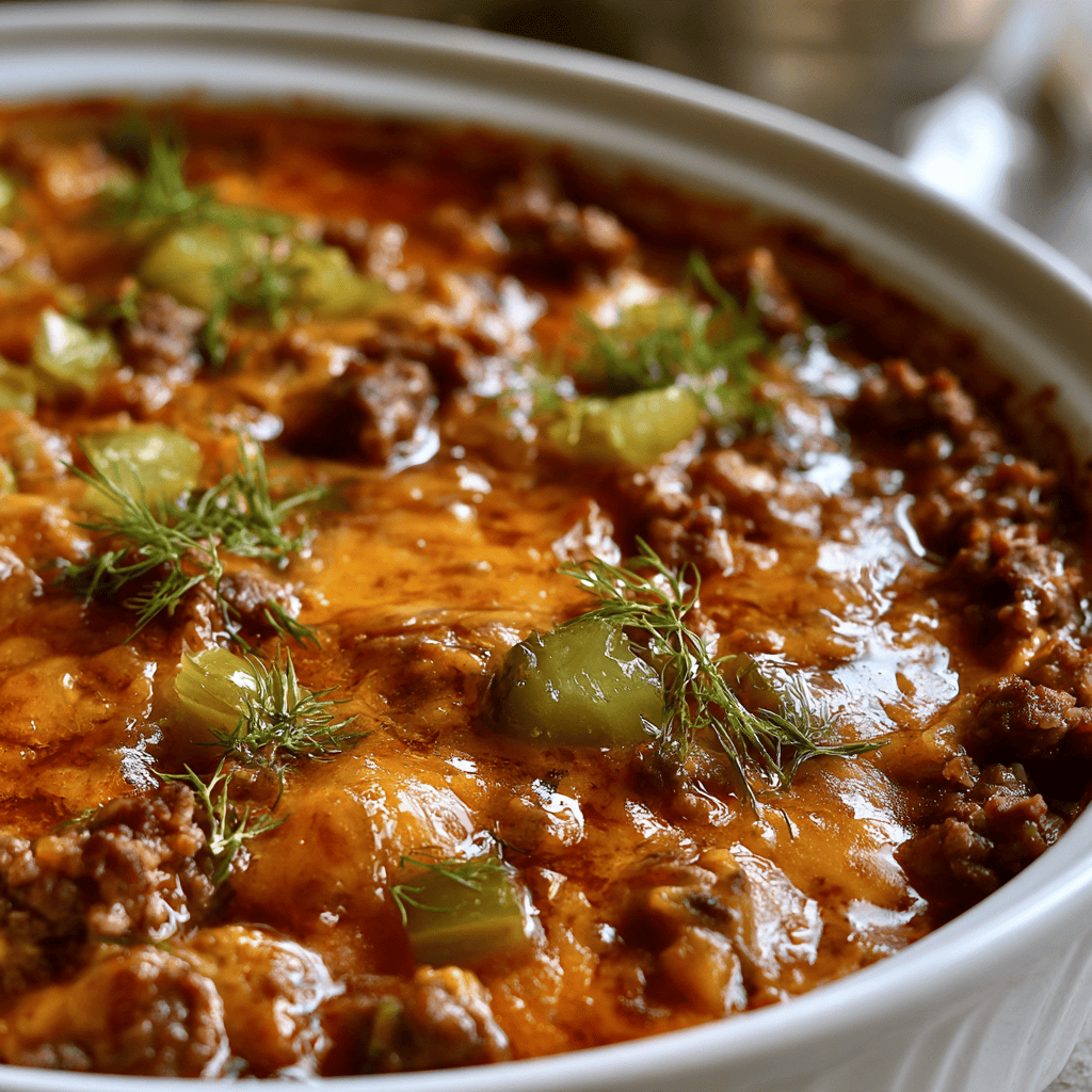 Healthy Cheeseburger Casserole Serving suggestion for Healthy Cheeseburger Casserole โ Healthy Cheeseburger Casserole
