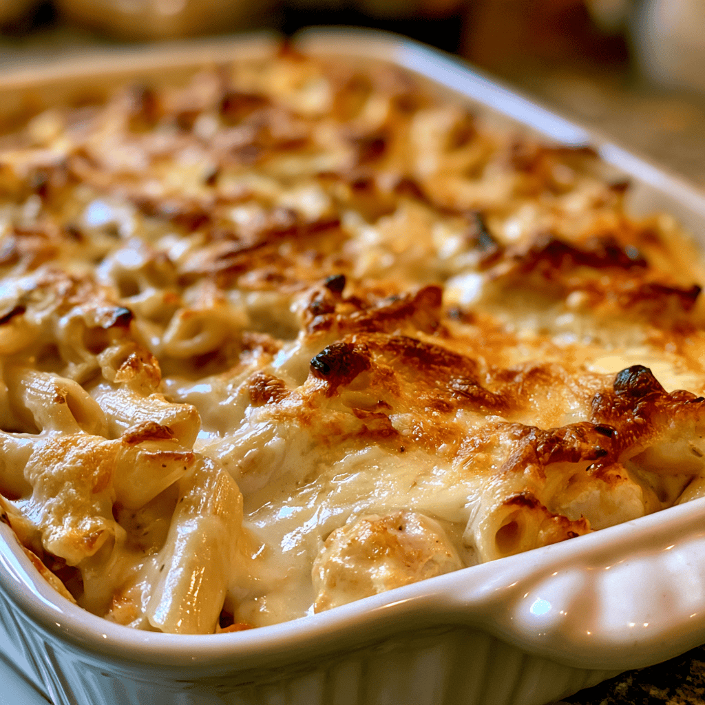 Lightened-Up Chicken Alfredo Bake — homemade Lightened-Up Chicken Alfredo Bake recipe