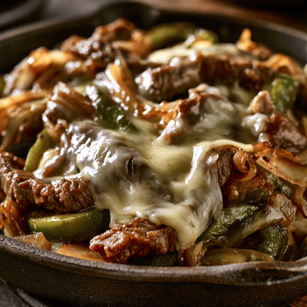 Skinny Philly Cheesesteak Skillet — homemade Skinny Philly Cheesesteak Skillet recipe